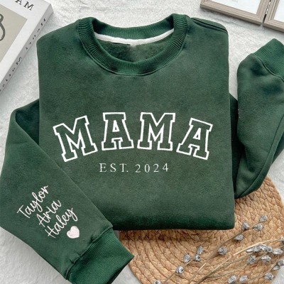 Personalized Mama Embroidered Sweatshirt Hoodie Heartful Gift Ideas For Mom Grandma