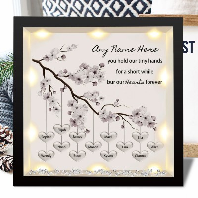 Personalized Light Up Family Tree Box Frame with 1-25 Names Mother's Day Gift For Grandma, Mom