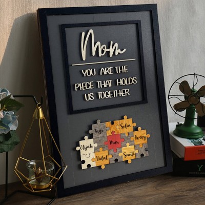 Personalized Mom Puzzle Sign With Names Keepsake Gift Ideas For Mom Grandma Mother's Day Gift