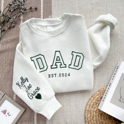 Personalized Dad Embroidered Sweatshirt Hoodie With Kids Names Keepsake Father's Day Gift Ideas