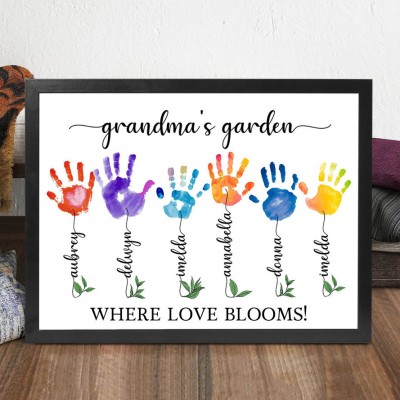 Personalized Grandma's Garden DIY Handprint Frame Sign For Mother's Day Gift