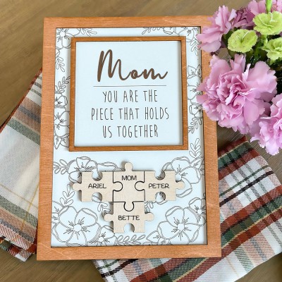 Personalized Wooden Puzzle Names Sign Piece That Hold Us Together Love Gift Ideas for Mom Grandma Mother's Day Gift
