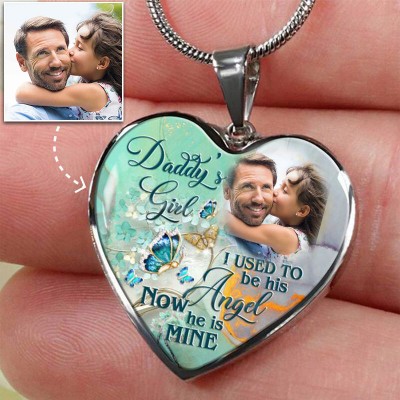 Personalized Memorial Heart Photo Necklace Loss of Father Remembrance Bereavement Gift