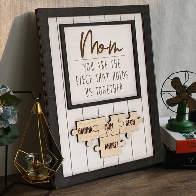 Personalized Mother's Day Wood Puzzle Sign You are the Piece that Holds us Together Mother's Day Gift for Mom Grandma