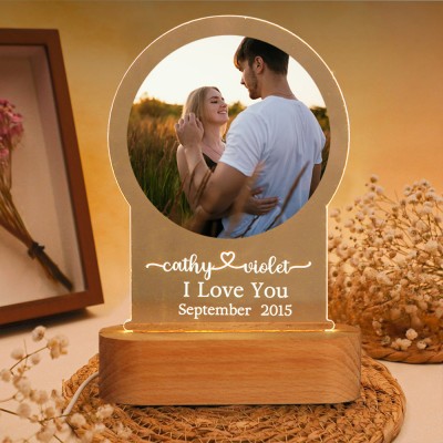 Custom Couple Photo Night Light Gift Ideas for Soulmate Valentine's Day Gifts for Her Him 