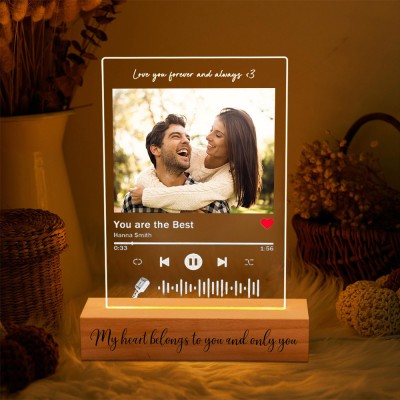 Personalized Acrylic LED Music Song Photo Light Plaque Love Gifts for Couples Valentine's Day Gift Ideas