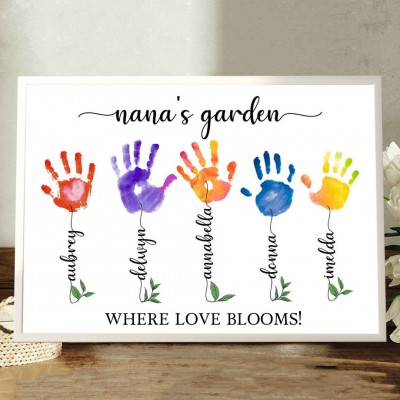 Personalized Nana's Garden DIY Handprint Frame Sign For Mother's Day Gift