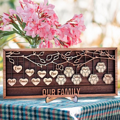 Custom Family Tree Frame Sign Personalized Family Tree Gift for Grandma Love Gift for Mom