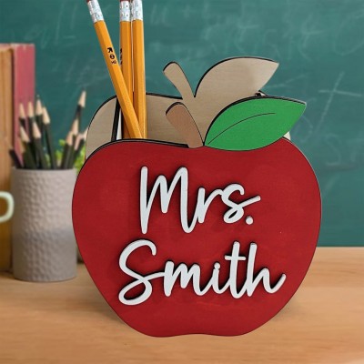 Personalized Name Apple Pencil Holder Teacher Appreciation Gift