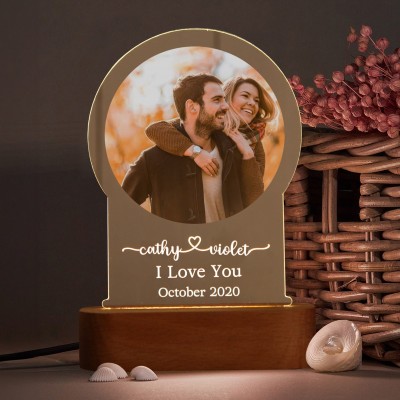 Personalized Photo Night Light with Names Romantic Gifts for Couple Valentine's Day Gift Ideas Anniversary Gifts
