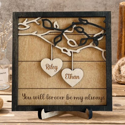 Custom Couples Wood Name Sign Wedding Anniversary Gifts for Wife Valentine's Day Gift Ideas for Him