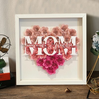 Personalized Mom Flower Shadow Box Keepsake Gift for Mom Grandma 