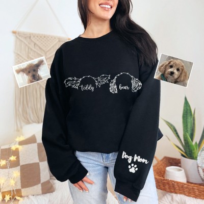 Personalized Pet Ear Outline Embroidered Sweatshirt Hoodie Dog Mom Gifts Gift Ideas for Pet Lovers