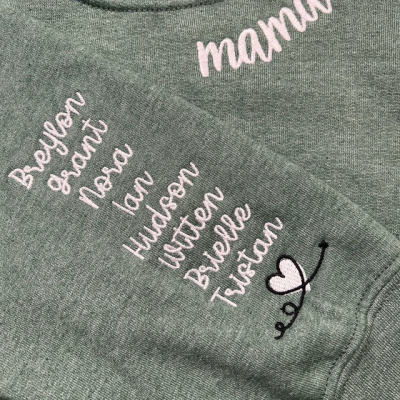 Custom Mamaw Embroidered Sweatshirt Hoodie With Grandkids Names Gift For Mom Grandma