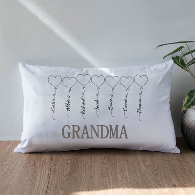 Personalized Engraving 1-20 Kids Names Family Pillow Mother's Day Gift