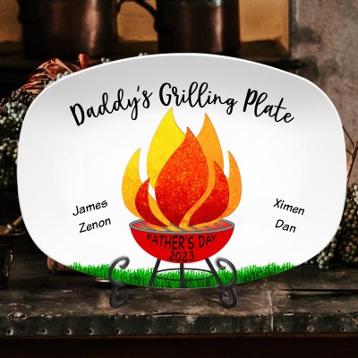 Daddy's BBQ Grilling Plate Personalized Gift for Dad Grandpa Father's Day Gift Ideas