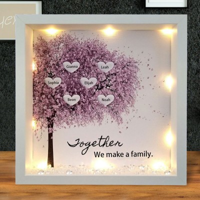 Personalized Light Up Family Tree Box Frame with 1-25 Names Mother's Day Gift For Grandma, Mom