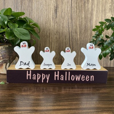 Personalized Ghost Family Block Set with Names Halloween Gift Family Name Signs