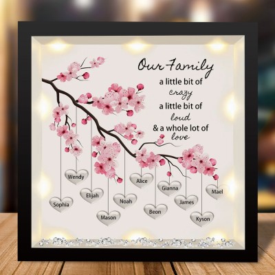 Personalized Light Up Family Tree Box Frame with 1-25 Names Mother's Day Gift For Grandma, Mom