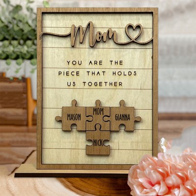 Personalized Puzzle Pieces Name Sign Custom Gift for Mom Grandma