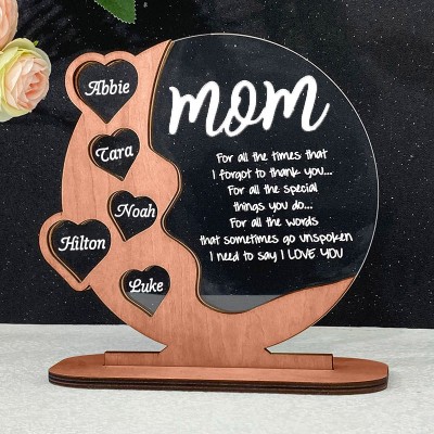 Personalized Heart Puzzle with Name Engravings Mom Wooden Sign Mother's Day Gift 