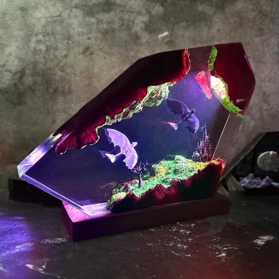 Handmade Dragon Couple Resin Wood Lamp Birthday Gift for Him Gifts for Couple Christmas Gift