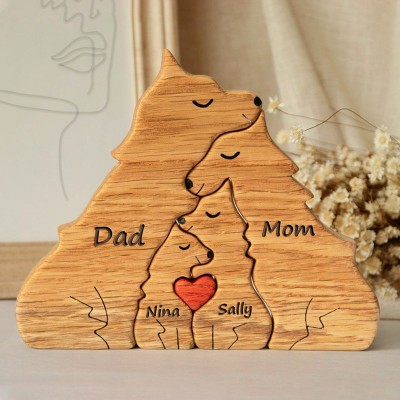 Custom Wolf Wooden Family Puzzle with Names Keepsake Gifts Christmas Gift Ideas