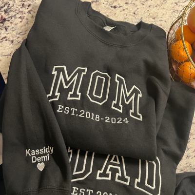 Personalized Mom Embroidered Sweatshirt Hoodie With Date Unique Mother's Day Gift Ideas