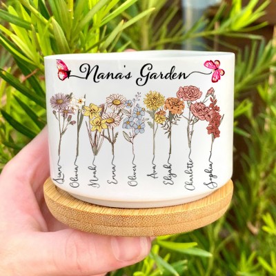 Custom Nana's Garden Mini Succulent Plant Birth Flower Pot Family Gift for Mom Grandma Mother's Day Gifts