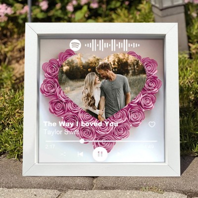 Custom Heart Shaped Spotify Music Flower Shadow Box For Anniversary Valentine's Day Gift Ideas