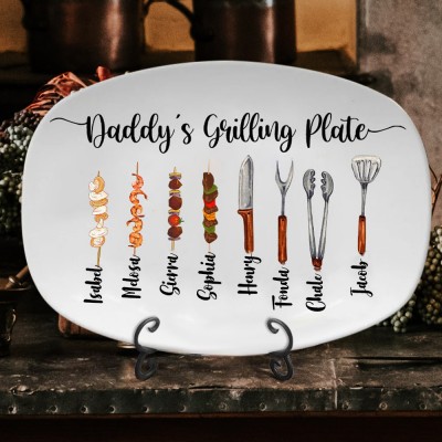 BBQ Daddy's Grilling Plate Personalized Grilling Platter Father's Day Gifts