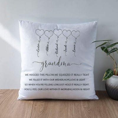 Personalized Engraving 1-20 Kids Names Family Pillow Mother's Day Gift