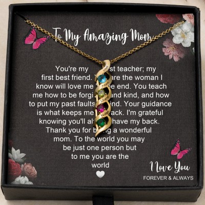 To My Amazing Mom Birthstone Name Necklace Custom Jewelry for Mom Christmas Gifts Birthday Gifts