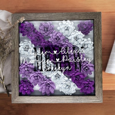 Paper Flower Shadow Box Unique Gift for Mom Personalized Gift for Grandma