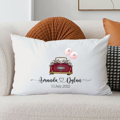 Personalized Mr. Mrs. Couple Pillow Wedding Anniversary Gift for Wife Valentine's Day Gift for Her