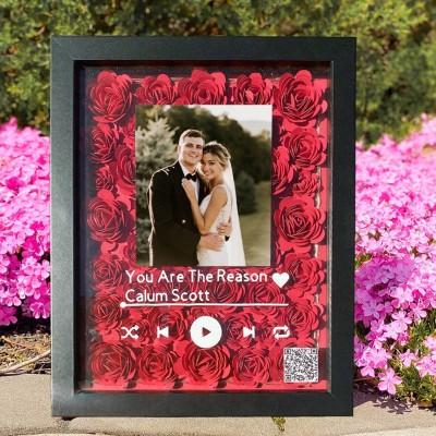 Custom Spotify Photo Flower Shadow Box Gifts for Her Valentine's Day Gift Ideas for Girlfriend Wife