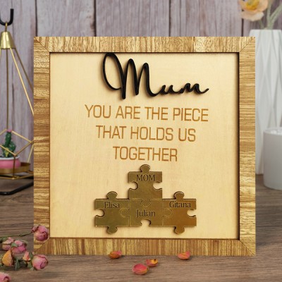 Personalized Piece That Hold Us Together Mom Puzzle Sign with Names Keepsake Gifts for Mom Mother's Day Gifts