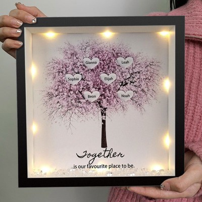 Personalized Light Up Family Tree Box Frame with 1-25 Names Mother's Day Gift For Grandma, Mom