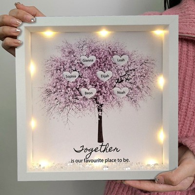 Personalized Light Up Family Tree Box Frame with 1-25 Names Mother's Day Gift For Grandma, Mom