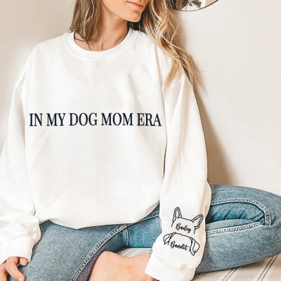 In My Dog Mom Era Custom Embroidered Ear Outline Sweatshirt Gift Ideas for Pet Lovers New Mom Gift