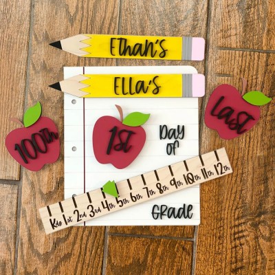 Personalized Back To School Reusable Sign First Day of School Interchangeable Photo Prop Gift Ideas for Kids