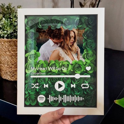 Personalized Spotify Music Song Photo Flower Shadow Box Gifts for Couple Wedding Anniversary Gift for Her Valentine's Day Gift Ideas