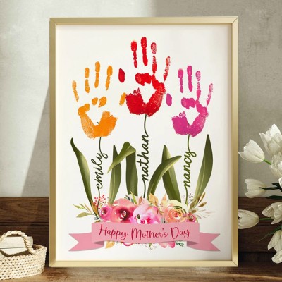 Personalized Handmade DIY Handprint Sign Unique Gift for Mom Mother's Day Ideas