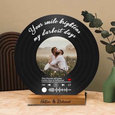 Personalized Couple Photo Music Song Plaque Record With Spotify Code Valentine's Day Gifts for Her Anniversary Gifts for Husband