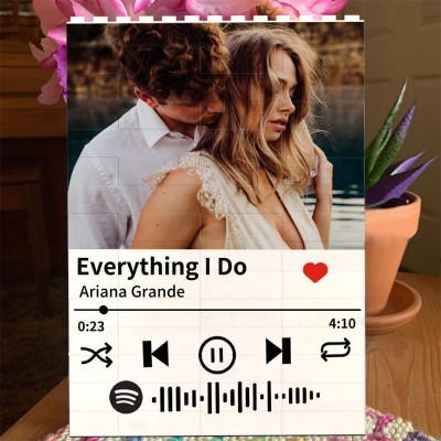 Personalized Spotify Song Photo Block Puzzle Memorial Gifts for Soulmate Valentine's Day Gift Ideas for Her Him