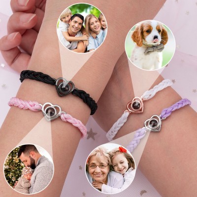 Personalized Memorial Photo Projection Bracelet Christmas Family Gift for Mom Dad Grandma