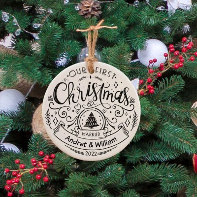 Personalized Our First Christmas Ornament Newlywed Christmas Ornament Christmas Gift