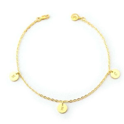 Personalized Initial Engraved Anklet Adjustable With 1-6 Charms