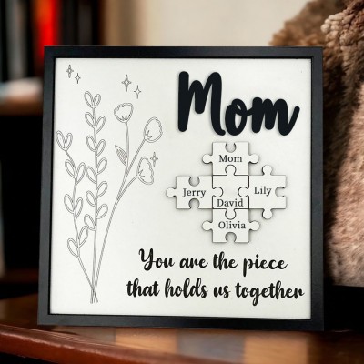 Custom Family Puzzle Pieces Sign With Name Unique Gift For Mom Grandma Mother's Day Gifts