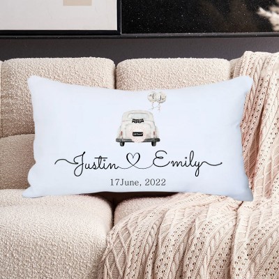 Personalized Couple Date Pillow Customize Wedding Gift for Her Valentine's Day Gift for Girlfriend